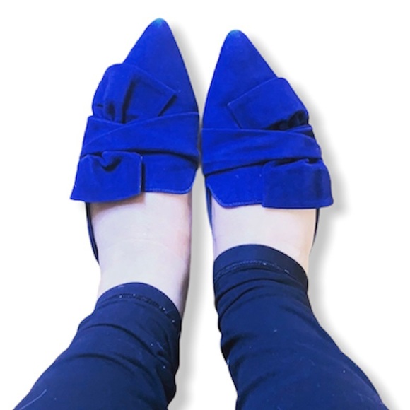Schutz blue suede D'ana Knotted Loafer Mule - Picture 1 of 6